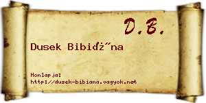 Dusek Bibiána névjegykártya